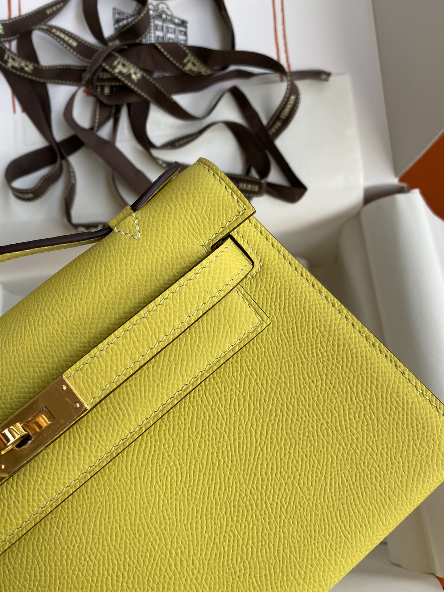 Hermes Mini Kelly Pochette 22cm Bag In Lemon Yellow Epsom Leather